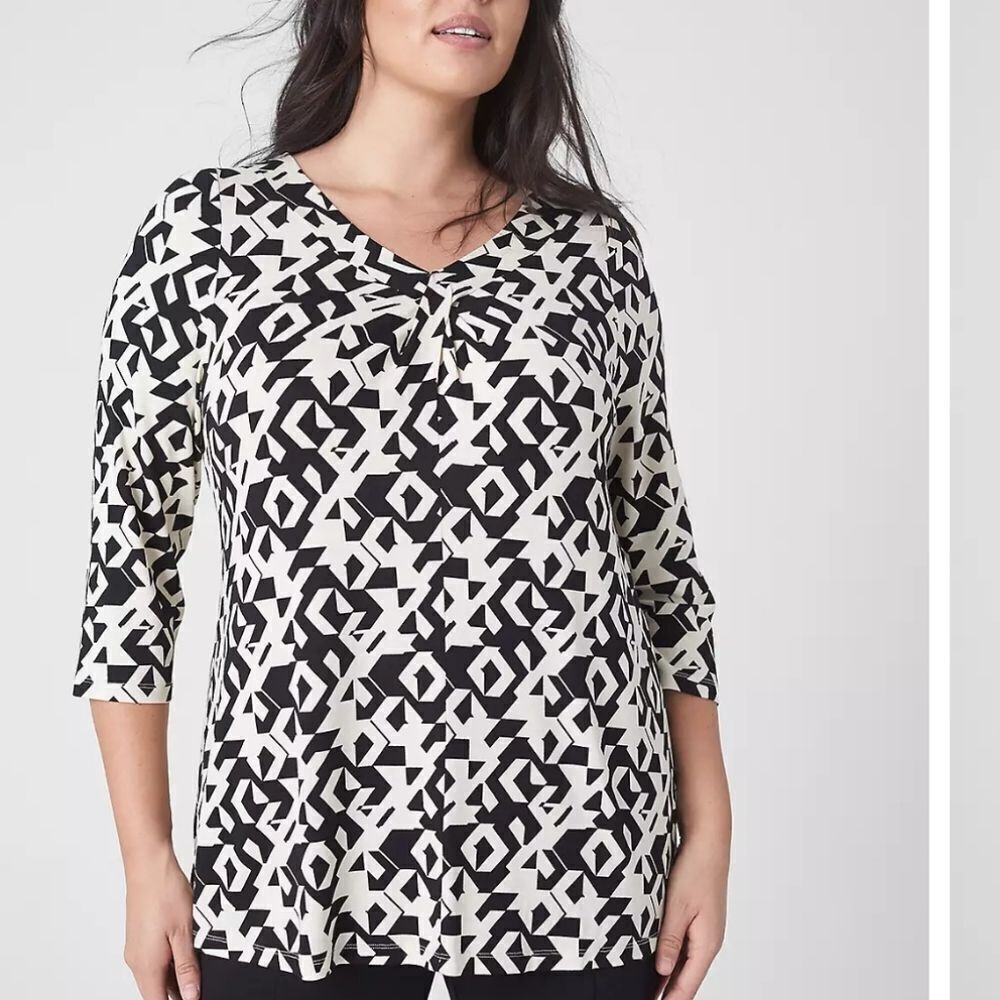 BRAND NEW LIZ&CO WOMEN"S SWING 3/4-SLEEVE WRAP-FRONT TOP